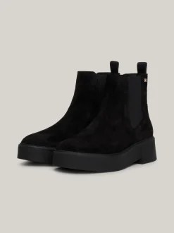 Chelsea Boots|Botki*Tommy Hilfiger Zamszowe Sztyblety Z Grubą Podeszwą BLACK