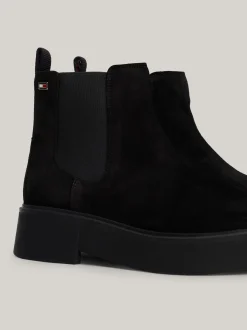 Chelsea Boots|Botki*Tommy Hilfiger Zamszowe Sztyblety Z Grubą Podeszwą BLACK