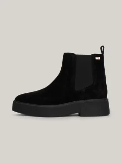 Chelsea Boots|Botki*Tommy Hilfiger Zamszowe Sztyblety Z Grubą Podeszwą BLACK