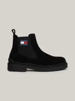 Sztyblety|Buty*Tommy Hilfiger Zamszowe Sztyblety Z Logo Powlekanym Gumą BLACK