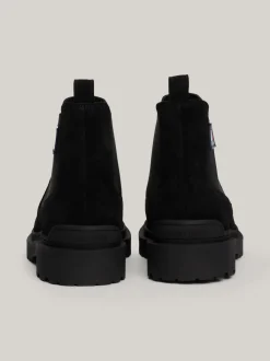 Sztyblety|Buty*Tommy Hilfiger Zamszowe Sztyblety Z Logo Powlekanym Gumą BLACK