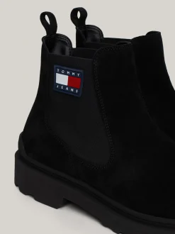 Sztyblety|Buty*Tommy Hilfiger Zamszowe Sztyblety Z Logo Powlekanym Gumą BLACK