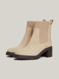 Chelsea Boots|Botki*Tommy Hilfiger Zamszowe Sztyblety Z Obcasem Klockowym BEIGE