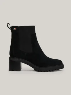 Chelsea Boots|Botki*Tommy Hilfiger Zamszowe Sztyblety Z Obcasem Klockowym BLACK