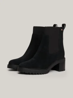 Chelsea Boots|Botki*Tommy Hilfiger Zamszowe Sztyblety Z Obcasem Klockowym BLACK