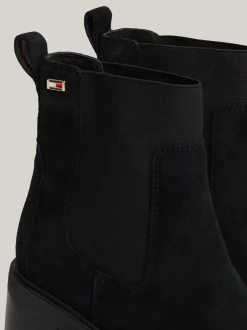 Chelsea Boots|Botki*Tommy Hilfiger Zamszowe Sztyblety Z Obcasem Klockowym BLACK