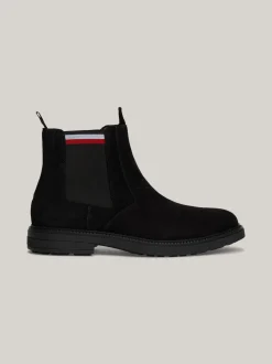 Sztyblety|Buty*Tommy Hilfiger Zamszowe Sztyblety Z Sygnowaną Tasiemką BLACK