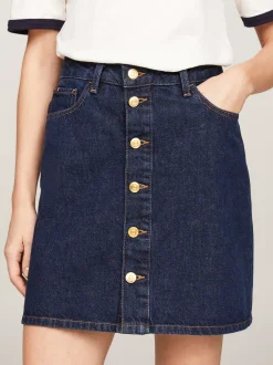 Spódnice*Tommy Hilfiger Zapinana Na Guziki Spódnica Mini Z Denimu CLER