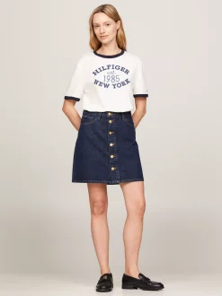 Spódnice*Tommy Hilfiger Zapinana Na Guziki Spódnica Mini Z Denimu CLER