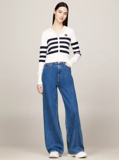 Kardigany|Dzianina*Tommy Hilfiger Zapinana Na Zamek Bluza O Wąskim Kroju Z Kapturem ANCIENT WHITE/STRIPE