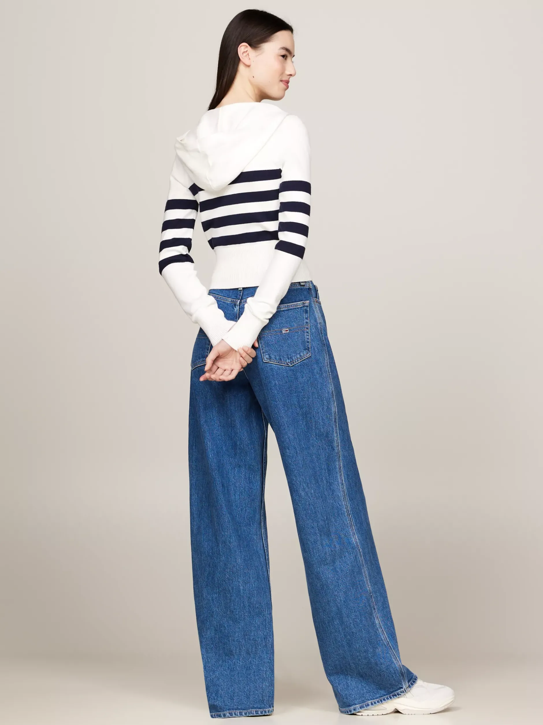 Kardigany|Dzianina*Tommy Hilfiger Zapinana Na Zamek Bluza O Wąskim Kroju Z Kapturem ANCIENT WHITE/STRIPE