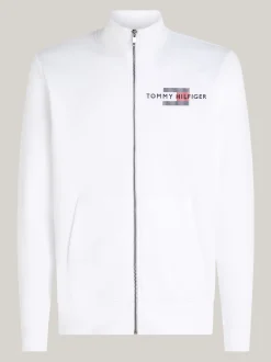 Bluzy Dresowe & Z Kapturem*Tommy Hilfiger Zapinana Na Zamek Bluza Z Wyhaftowaną Flagą WHITE