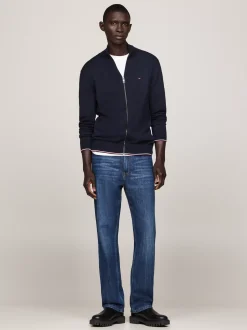 Swetry|Dzianina*Tommy Hilfiger Zapinany Na Zamek Sweter Z Jedwabiu DESERT SKY