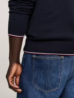 Swetry|Dzianina*Tommy Hilfiger Zapinany Na Zamek Sweter Z Jedwabiu DESERT SKY