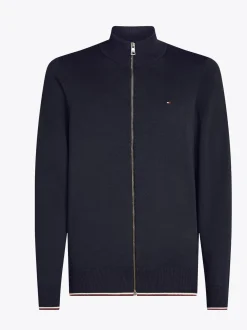 Swetry|Dzianina*Tommy Hilfiger Zapinany Na Zamek Sweter Z Jedwabiu DESERT SKY