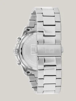 Zegarki*Tommy Hilfiger Zegarek Dual Time Z Granatową Tarczą SILVER