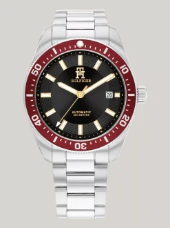 Zegarki*Tommy Hilfiger Zegarek TH Monogram Z Czerwoną Lunetą SILVER