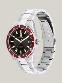 Zegarki*Tommy Hilfiger Zegarek TH Monogram Z Czerwoną Lunetą SILVER