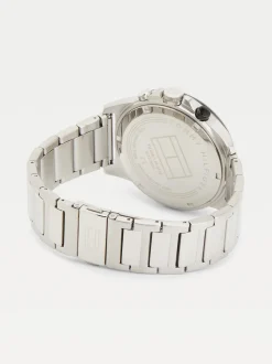 Zegarki*Tommy Hilfiger Zegarek Z Czarną Lunetą I Bransoletą Z Ogniw SILVER