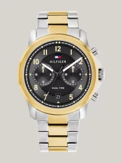 Zegarki*Tommy Hilfiger Zegarek Z Czarną Tarczą I Dwukolorową Bransoletą TWO TONE