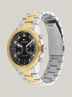 Zegarki*Tommy Hilfiger Zegarek Z Czarną Tarczą I Dwukolorową Bransoletą TWO TONE
