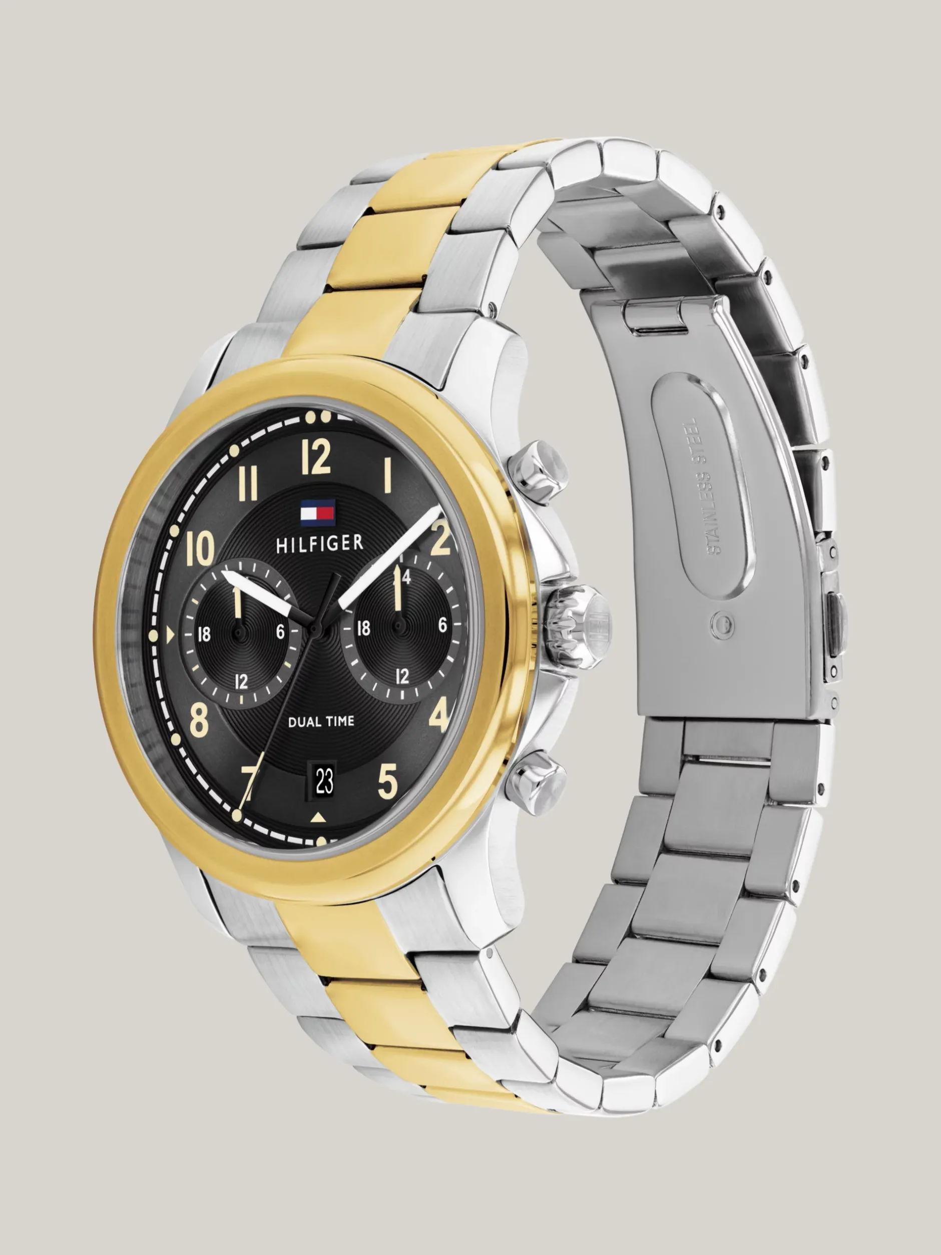 Zegarki*Tommy Hilfiger Zegarek Z Czarną Tarczą I Dwukolorową Bransoletą TWO TONE