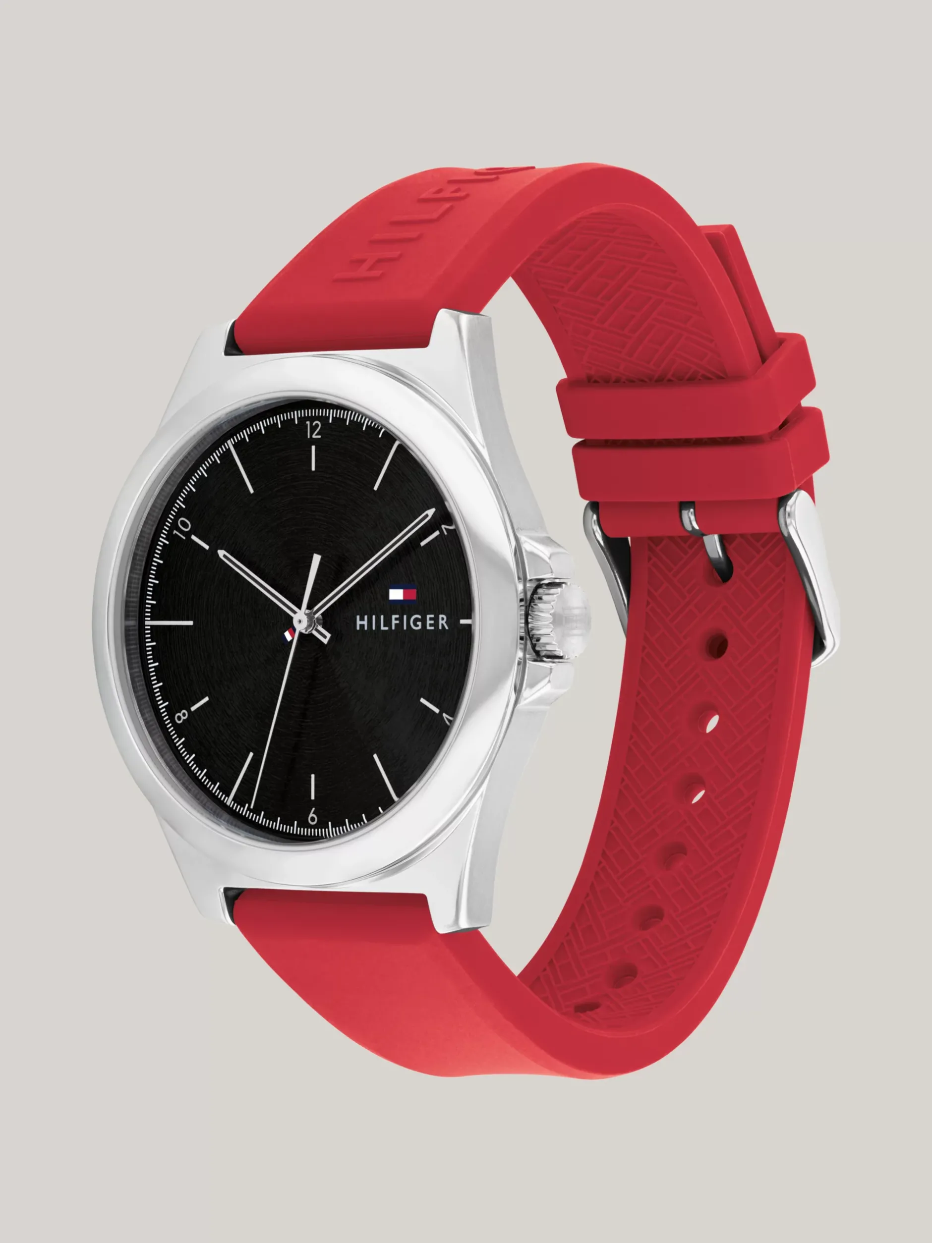 Zegarki*Tommy Hilfiger Zegarek Z Czerwonym Silikonowym Paskiem RED