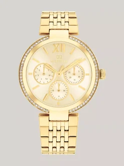 Zegarki*Tommy Hilfiger Zegarek Z Pozłacanej Jonowo Stali Z Kryształkami GOLD