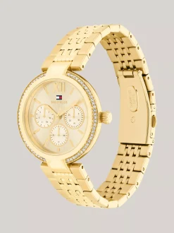 Zegarki*Tommy Hilfiger Zegarek Z Pozłacanej Jonowo Stali Z Kryształkami GOLD