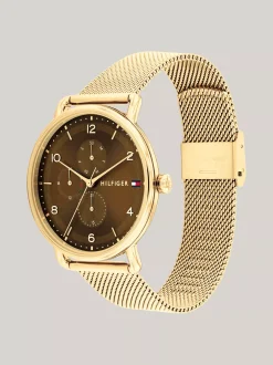 Zegarki*Tommy Hilfiger Zegarek Z Tarczą W Kolorze Czekoladowym GOLD