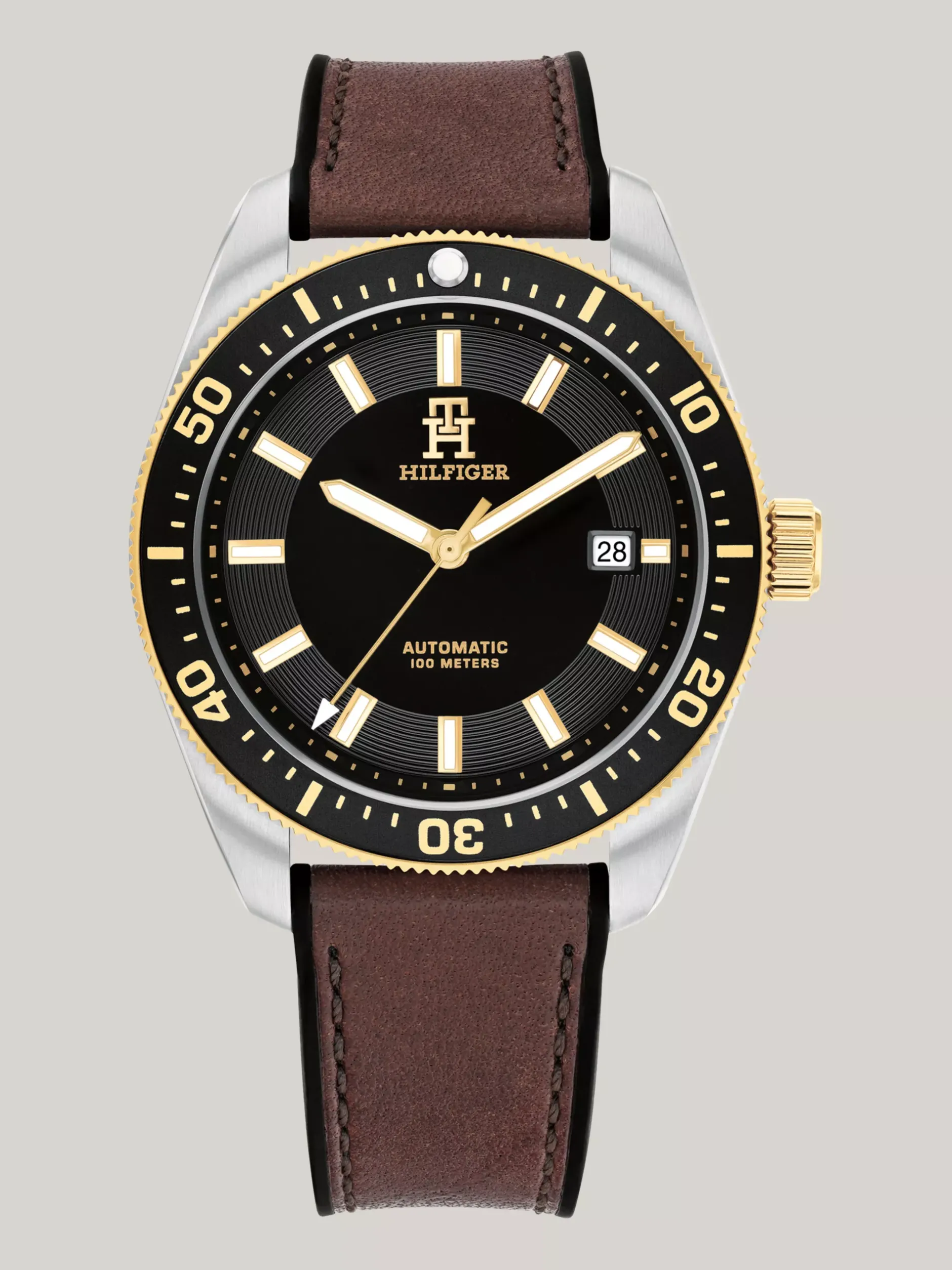 Zegarki*Tommy Hilfiger Zegarek Ze Skórzanym Paskiem I Monogramem TH BROWN