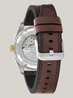 Zegarki*Tommy Hilfiger Zegarek Ze Skórzanym Paskiem I Monogramem TH BROWN