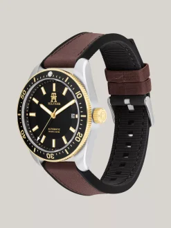 Zegarki*Tommy Hilfiger Zegarek Ze Skórzanym Paskiem I Monogramem TH BROWN