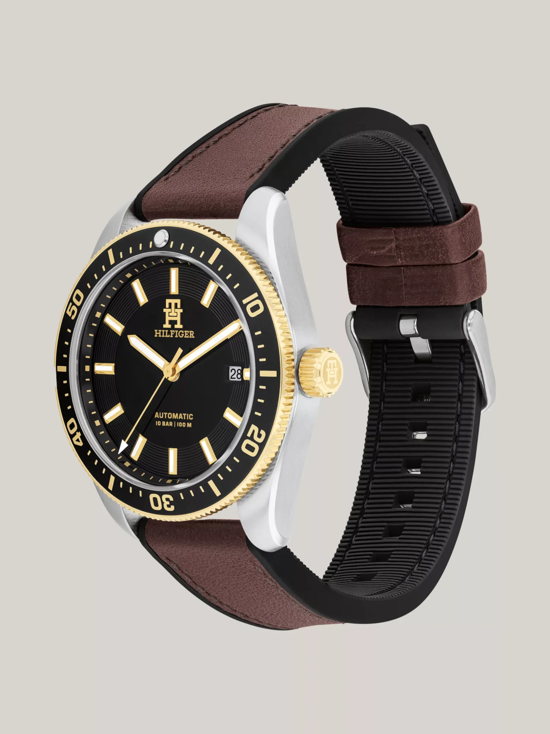Zegarki*Tommy Hilfiger Zegarek Ze Skórzanym Paskiem I Monogramem TH BROWN