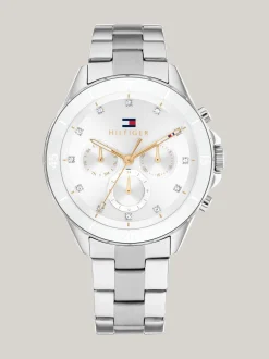 Zegarki*Tommy Hilfiger Zegarek Ze Stali Nierdzewnej Z Białą Tarczą SILVER