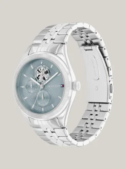 Zegarki*Tommy Hilfiger Zegarek Ze Stali Nierdzewnej Z Niebieską Tarczą SILVER