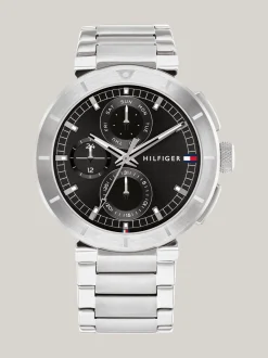Zegarki*Tommy Hilfiger Zegarek Ze Stali Nierdzewnej Z Czarną Tarczą SILVER