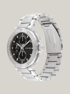 Zegarki*Tommy Hilfiger Zegarek Ze Stali Nierdzewnej Z Czarną Tarczą SILVER