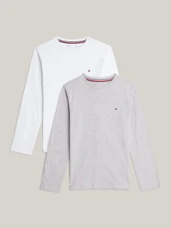 Bielizna & Skarpetki|Underwear & Socks*Tommy Hilfiger Zestaw 2 Longsleeve’ów WHITE/LIGHT GREY HEATHER