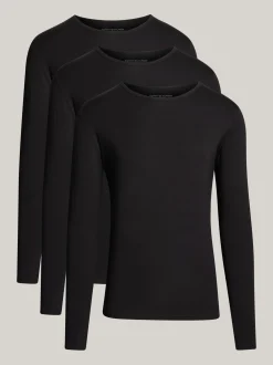 Stroje Domowe*Tommy Hilfiger Zestaw 3 Longsleeve'ów Premium Essential BLACK/ BLACK / BLACK