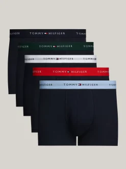 Kąpielówki|Multipacks*Tommy Hilfiger Zestaw 5 Par Bokserek Z Kontrastowym Paskiem RED/WELL WATER/WHITE/HUNTER/DES SKY
