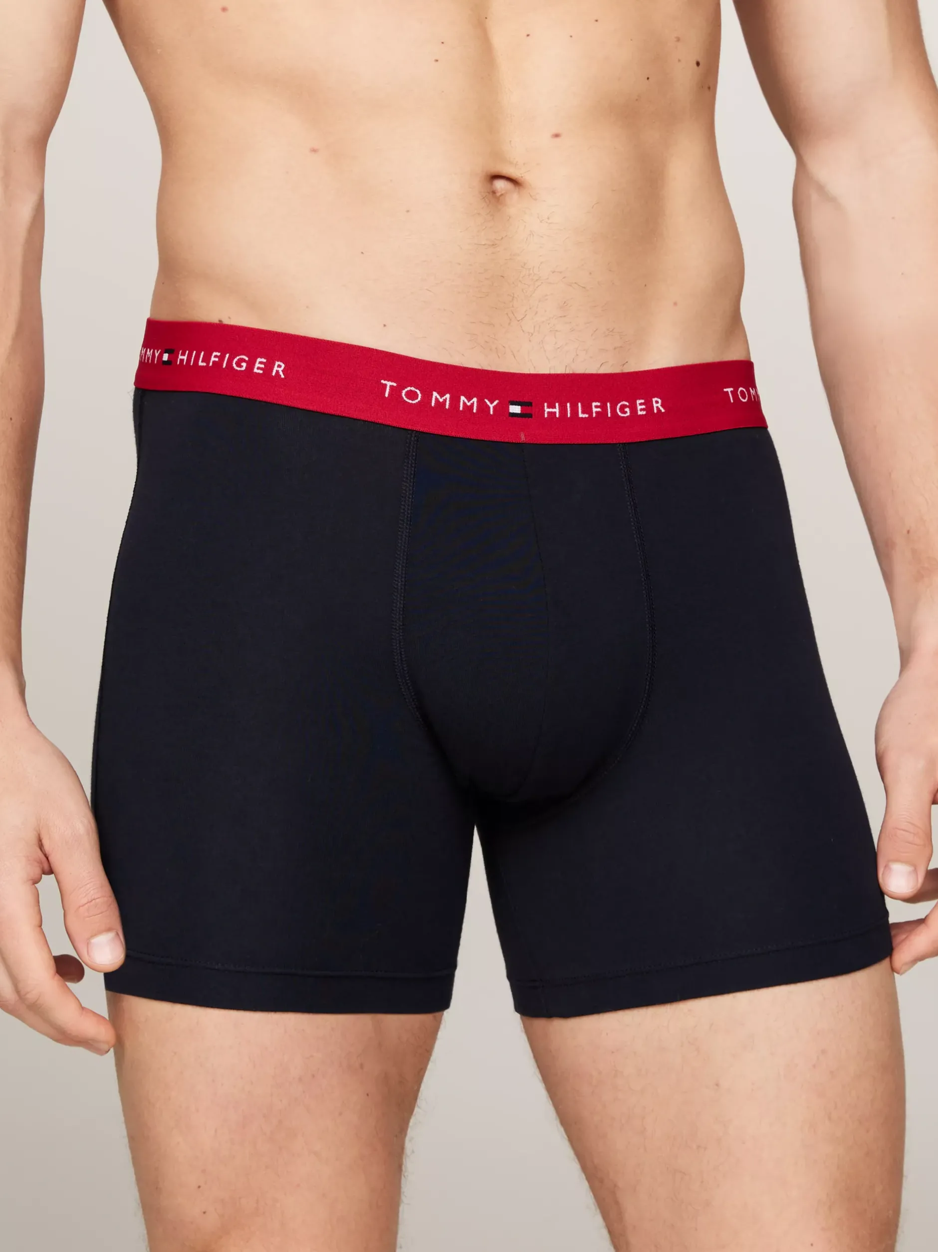 Bielizna*Tommy Hilfiger Zestaw 3 Par Bokserek Z Logo Na Pasku PRIMARY RED/WHITE/DESERT SKY