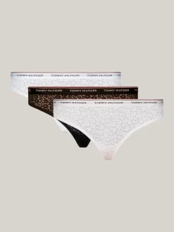 Figi|Bielizna*Tommy Hilfiger Zestaw 3 Par Fig Essential Z Kwiatową Koronką BLACK/WHITE/LIGHT PINK