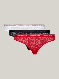 Figi|Bielizna*Tommy Hilfiger Zestaw 3 Par Fig Essential Z Kwiatową Koronką DESERT SKY/WHITE/PRIMARY RED