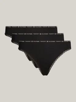 Figi|Bielizna*Tommy Hilfiger Zestaw 3 Par Fig Z Kwiatową Koronką BLACK/ BLACK / BLACK