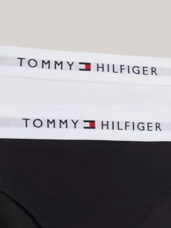 Bielizna & Skarpetki*Tommy Hilfiger Zestaw 2 Par Fig Z Logo Na Pasku BLACK/ WHITE
