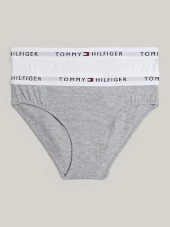 Bielizna & Skarpetki*Tommy Hilfiger Zestaw 2 Par Fig Z Logo Na Pasku WHITE/LIGHT GREY HEATHER
