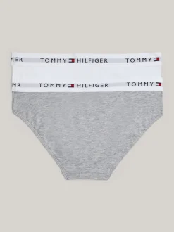 Bielizna & Skarpetki*Tommy Hilfiger Zestaw 2 Par Fig Z Logo Na Pasku WHITE/LIGHT GREY HEATHER