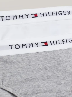 Bielizna & Skarpetki*Tommy Hilfiger Zestaw 2 Par Fig Z Logo Na Pasku WHITE/LIGHT GREY HEATHER