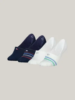 Skarpetki & Rajstopy*Tommy Hilfiger Zestaw 4 Par Metalicznych Skarpetek Stopek WHITE/NAVY